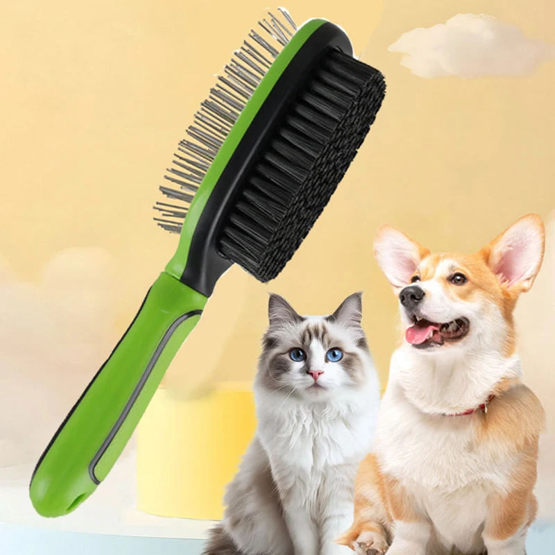 

Comfortable Handle Double-sided Combs for Dogs Hair Knot Opening Stainless Steel Cleaning Massage Tools Dog Brush Pet Supplies