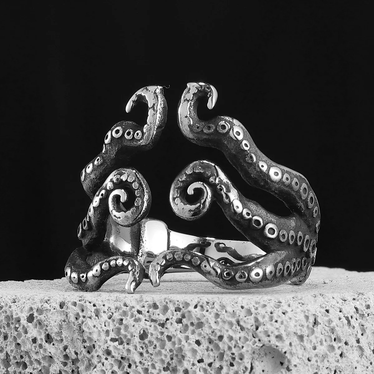 Stainless Steel Men Rings Octopus Squid Tentacle Punk Trendy for Women Biker Fashion Jewelry Halloween Creativity Gift Wholesale