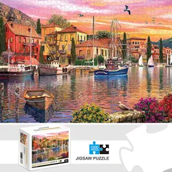 1000 pezzi Jigsaw Puzzle porto mediterraneo Home Decor adulti Puzzle giochi Family Fun Floor Puzzle giocattoli educativi per bambini