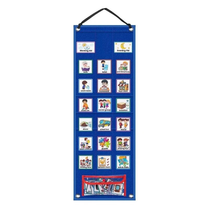 

Daily Routine Chart Children Visual Schedule Board Learning Tool with 70 Cards
