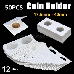 50PCS Square Cardboard Coin Holders Coin Supplies Coin Album Collection Lighthouse Stamp Coin Holders Cover Case Storage