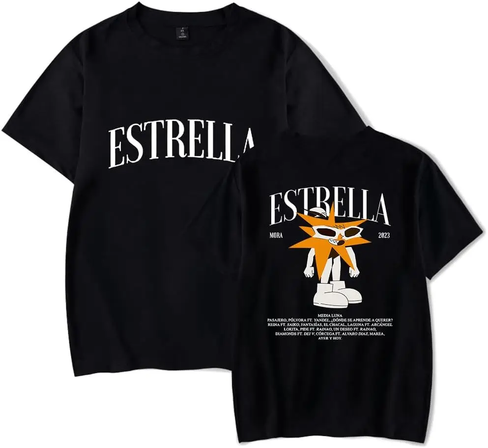 Mora Merch Album Estrella Camiseta de manga corta, Top con estampado clásico, Unisex