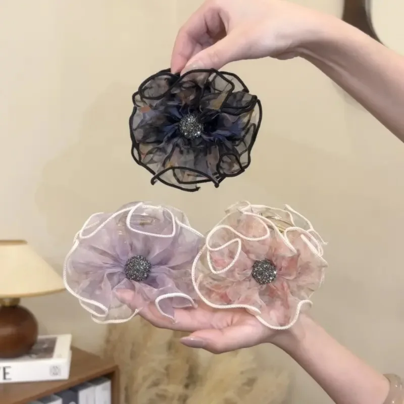 1 قطعة برعم زهرة رقيق مشبك شعر متوسط للنساء الراقية يشعر رائعة الجزء الخلفي من الرأس ملحق 2025 موضة الشعر العصرية