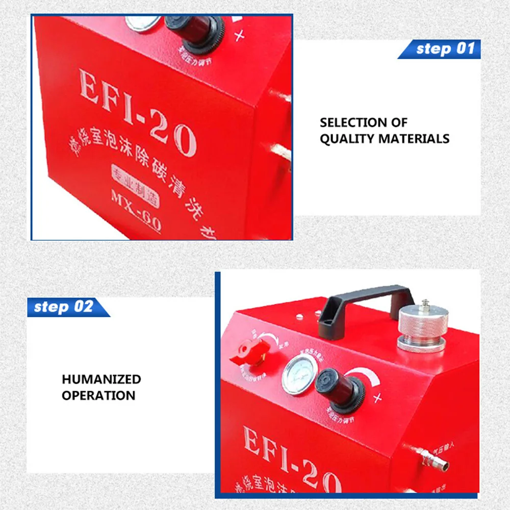 EFI-20 1000ML Car Engine Cylinder Cleaning Machine LCD Car Foam Decarbonization Cleaning Machine Support a Variety Of Connector