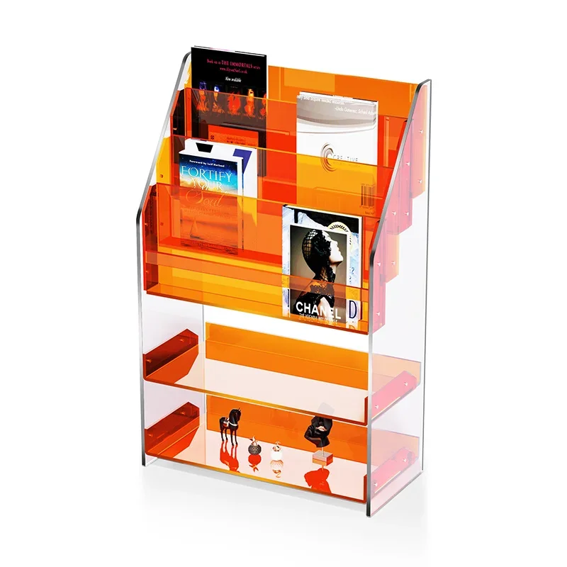 Acrylic reading bookshelf, storage rack, integrated library home storage, layered floor-standing