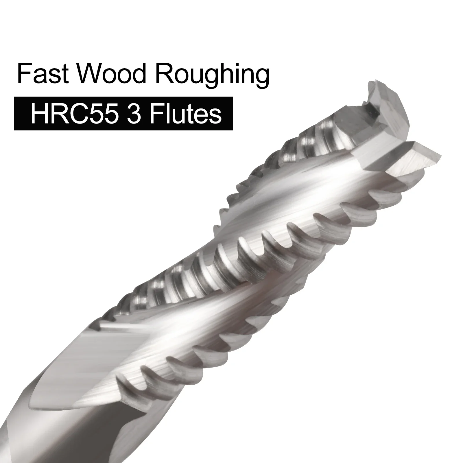 5pcs 3 Flutes Roughing End Mill for Wood High Precision CNC Router Bits Alloy Steel Cutting Tools for Soft Hardwood Processing