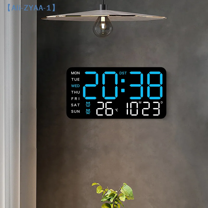 【ZYAA-1】Wall Clock With LED Display With Date Temperature Timer Humidity Week For Living Room Bedroom Gift For Seniors