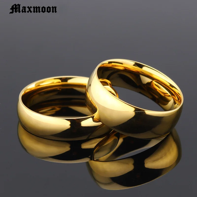 Maxmoon Titanium Simple Wedding stainless steel Rings for Man or Woman Christmas Gift