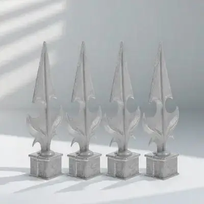 4Pcs Cast Aluminium Fence Finials Metal Post Tops Replacement Caps Decorative Fence Gate Finisher Yard Decorations