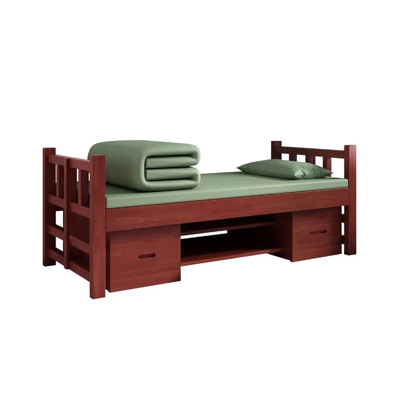 Solid wood rubber wood bed school training base general dormitory standard furniture multi-functional storage bed