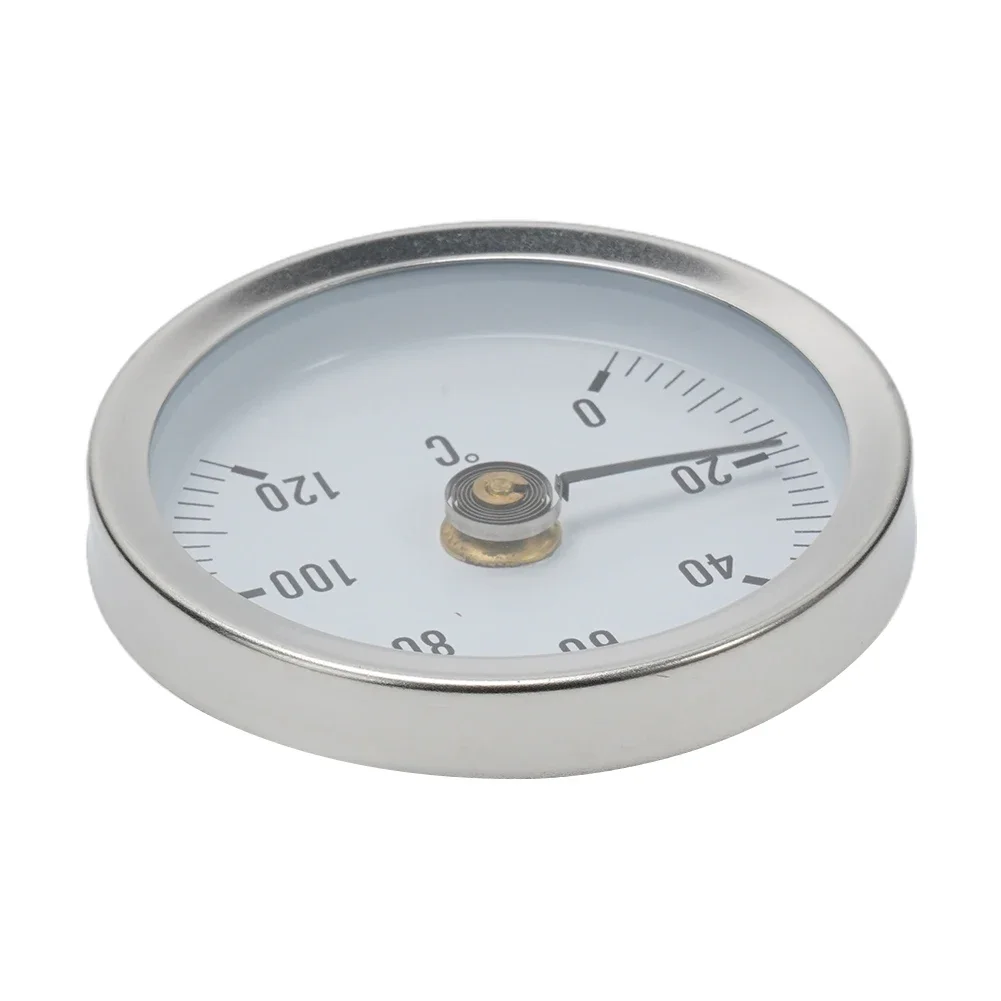 Industrial Stainless Steel Tube Thermometer with Clamp on Spring and 63mm Dial for Accurate Temperature Measurement up to 120℃