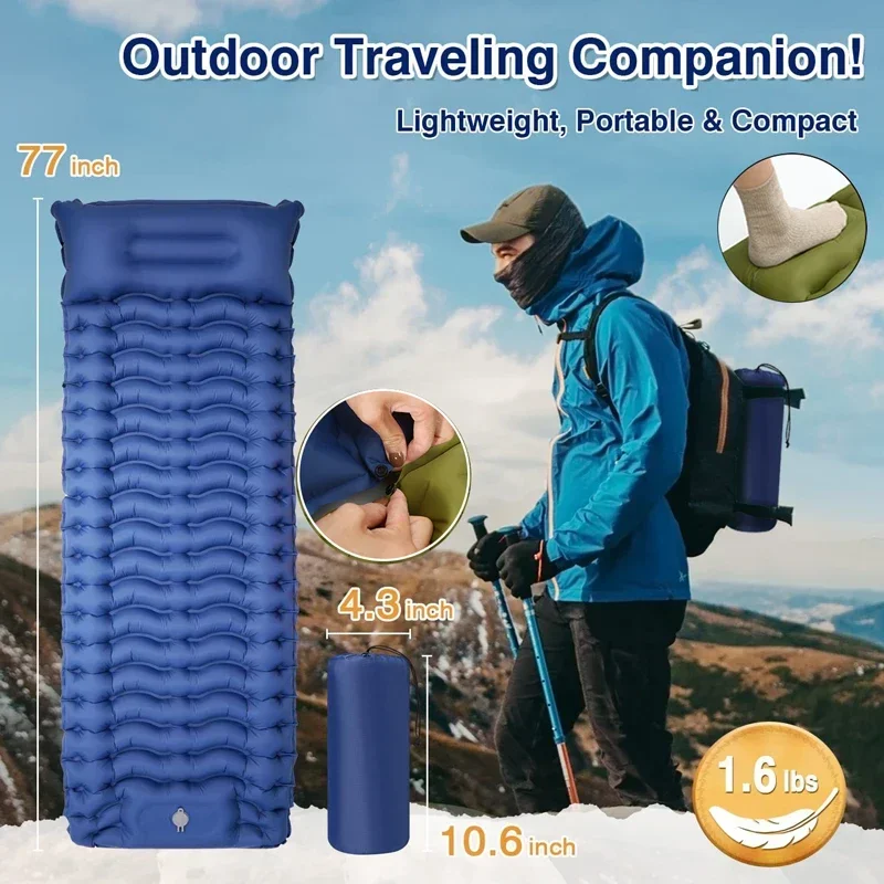 

Self Inflatable Splicing Air Mattress With Built In Pump Sleeping Mat On The Floor Camping Tourism Portable Ultralight Tent Mat