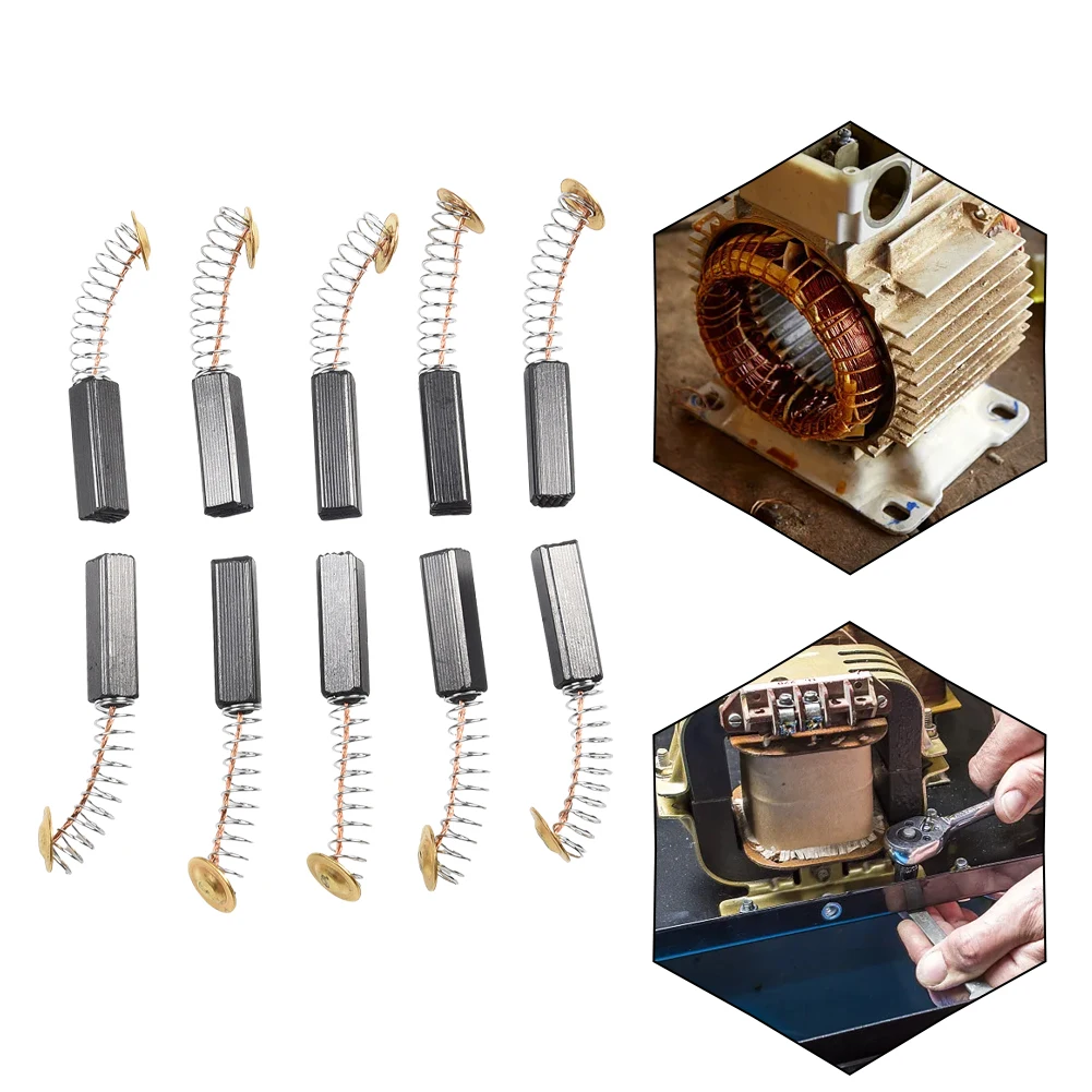 

Комплект угольных щеток для двигателей электроинструментов, 10 шт., предназначенный для коммутаторов дрелей и аналогичных устройств.