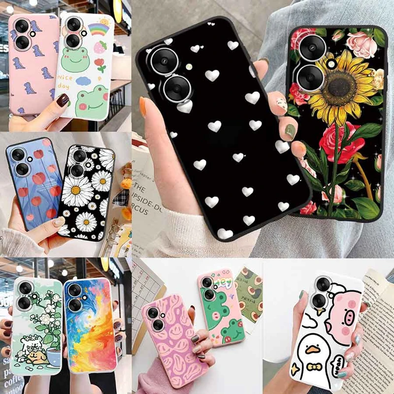 

Frog Dinosaur Flower Love Marble Phone Cases For Xiaomi Poco M6 Redmi 13C 5G 13R Silicone Shockproof Protection Printed Cover