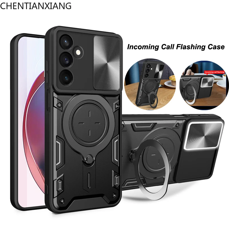 Magnetic Adsorption Airbag Incoming Call Flashing Case For Samsung Galaxy A73 A72 A71 A55 A54 A53 A52 A51 A35 A34 A32 A25 A24 5G