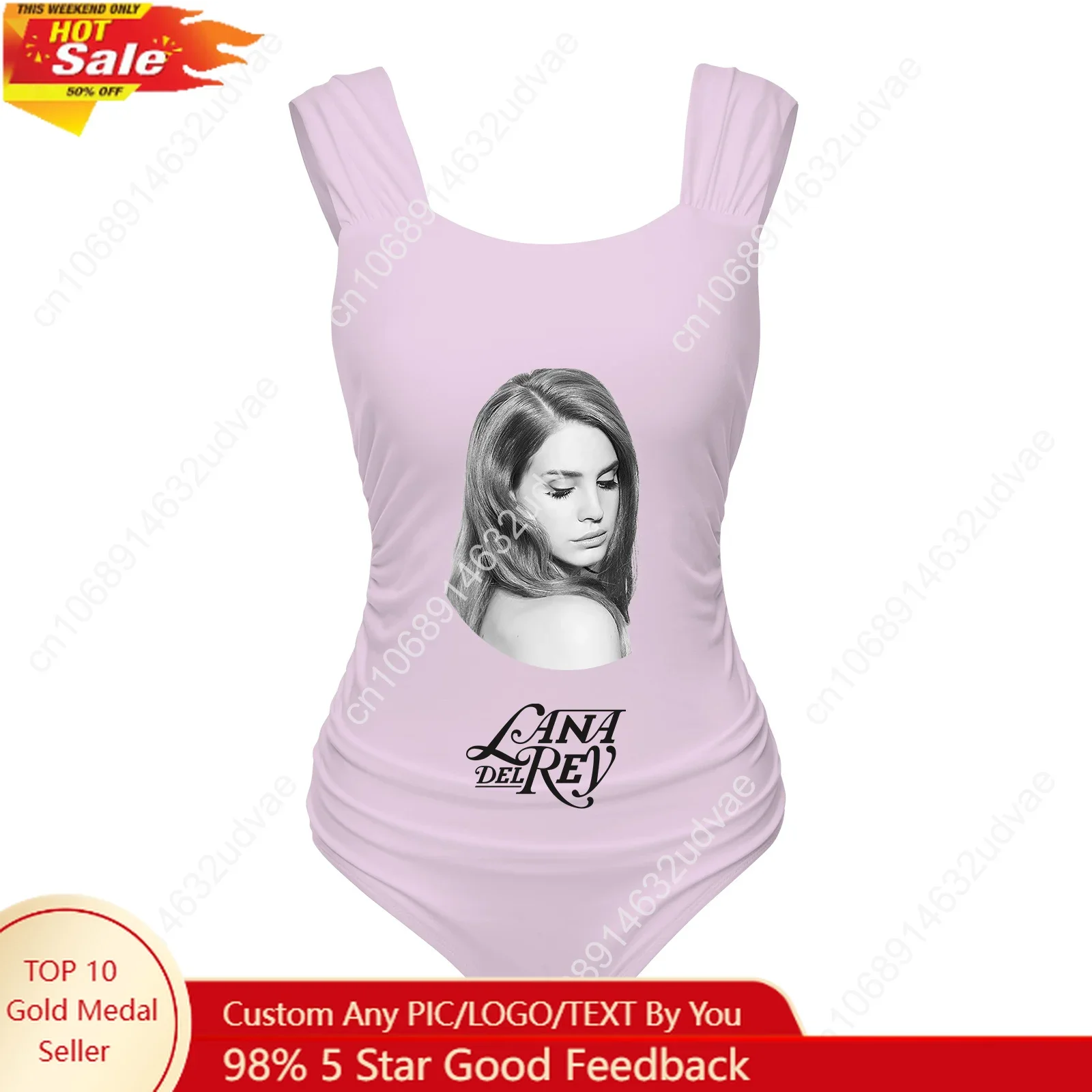 

Lana Del Rey Singer Swimsuit Wide Strap Women Bathing Suits Pool Party Personalized Swimwear Summer Sexy Bikini Custom Beachwear