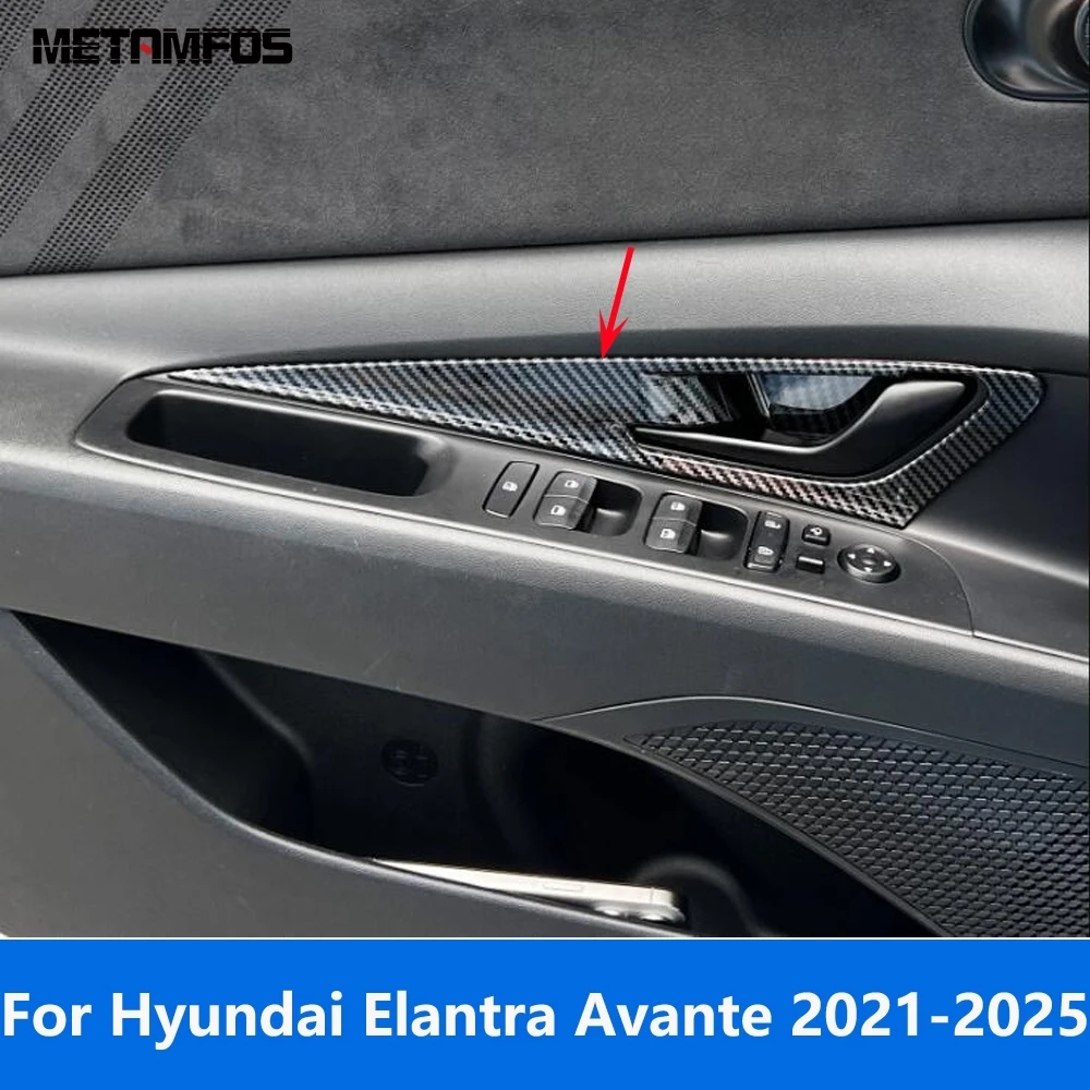 

For Hyundai Elantra Avante 2021-2024 2025 Carbon Fiber Inside Door Handle Bowl Panel Cover Trim Interior Accessories Car Styling