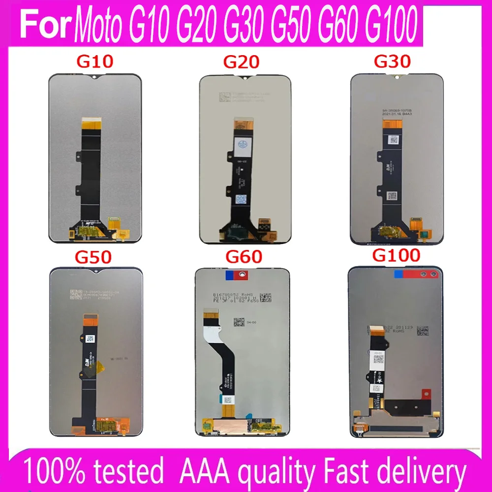 OEM For Motorola G100 G60 G50 G40 G30 G20 LCD Touch Screen Digitizer + Frame LCD Replacement Parts