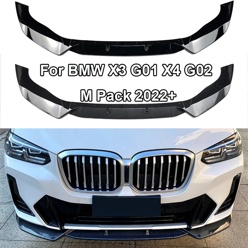 

Glossy For BMW X3 G01 X4 G02 M Pack 2022+ Lower Front Bumper Spoiler Wings Lip Splitter Lower Chin Body Kit Plate Trim Protector