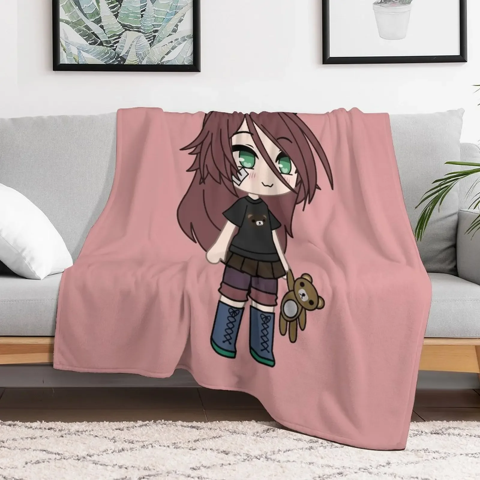 Gacha Life series - Magical Bear Girl Kaya Throw Blanket Multi-Purpose Sofa Quilt Hairy Blankets