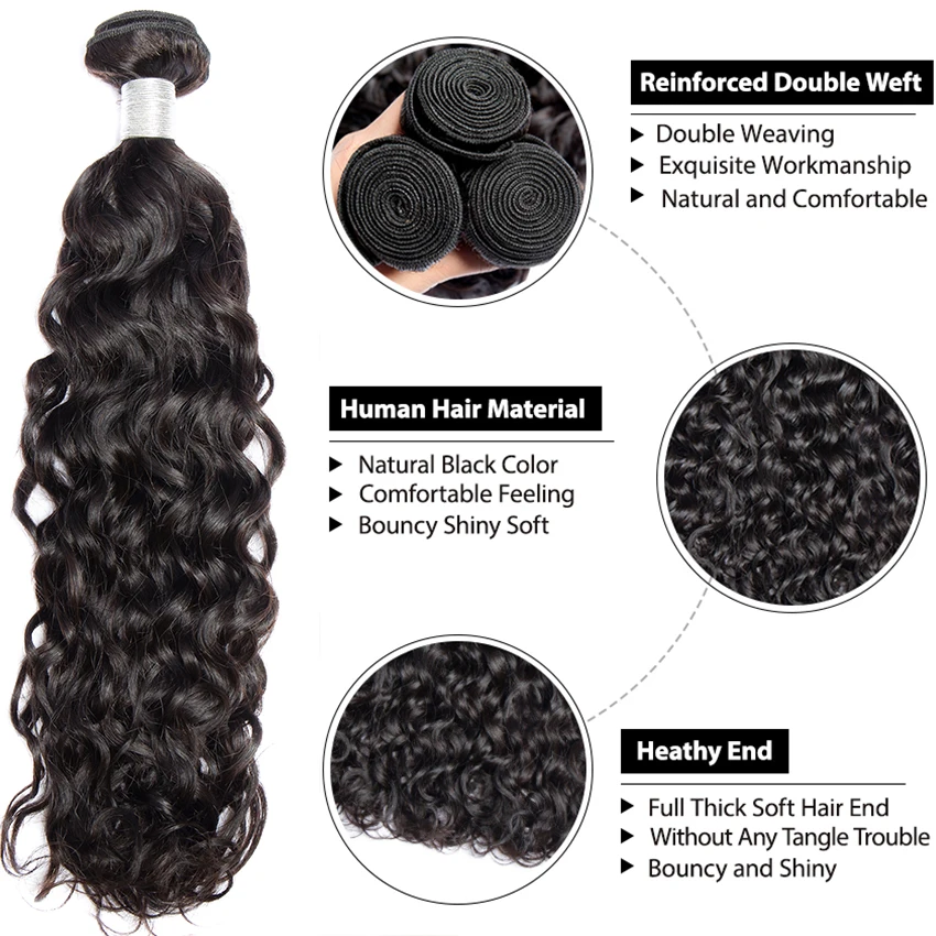 Water Wave Human Hair Bundles weave Hair Extensions Deep Curly Wave 100% Human Hair Bundles 30 32 inches Remy 10A Lemoda Hair