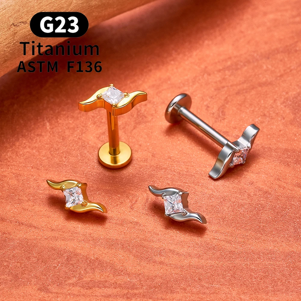 ASTM F136 Titan Muschel-Ohrstecker 16G CZ Flacher Rücken Labret Lippenstecker Helix Knorpel Tragus Ohrläppchen Ohrpiercing Schmuck – Detail 11