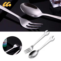 304 Stainless Steel Spoon Wrench Spoon Fork Creative Coffee Spoon Ice Cream Spoon Gift Tableware Set Family Camping Kitchen