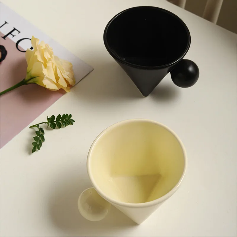 190ML Irregular Mug Creative Triangle Base Mug Lovers Breakfast Mug Office Coffee Mug Living Room Coffee Table Decorative Mug