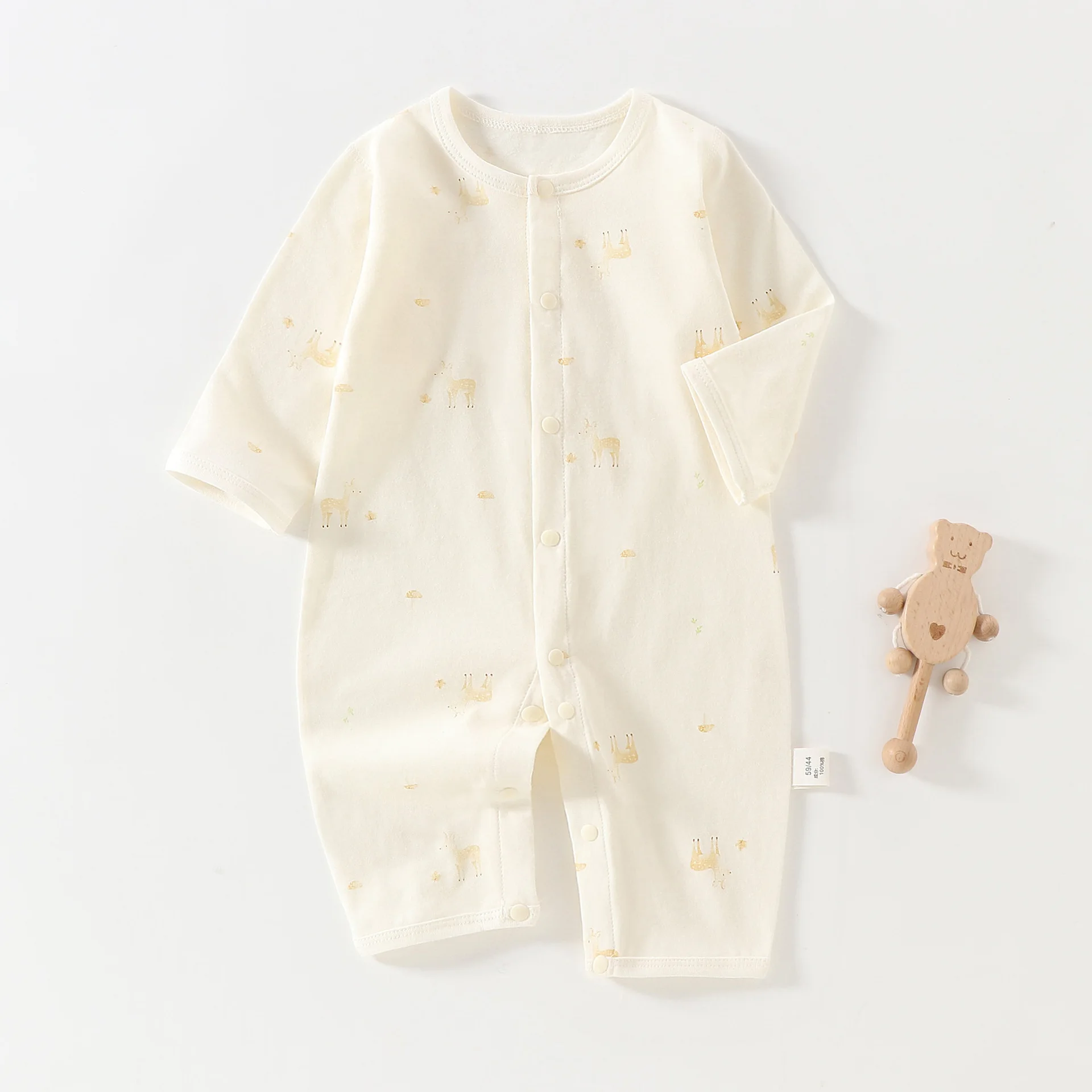 0-18 Summer Ultra-thin Jumpsuit Cartoon Pattern Pure Cotton Boys' Short Sleeved Jumpsuit Girls Breathable Baby Crawling Suit