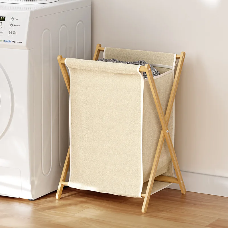 

Foldable Bamboo Laundry Hamper - Breathable Dirty Clothes Basket for Bedroom, Collapsible Storage Bin with Handles