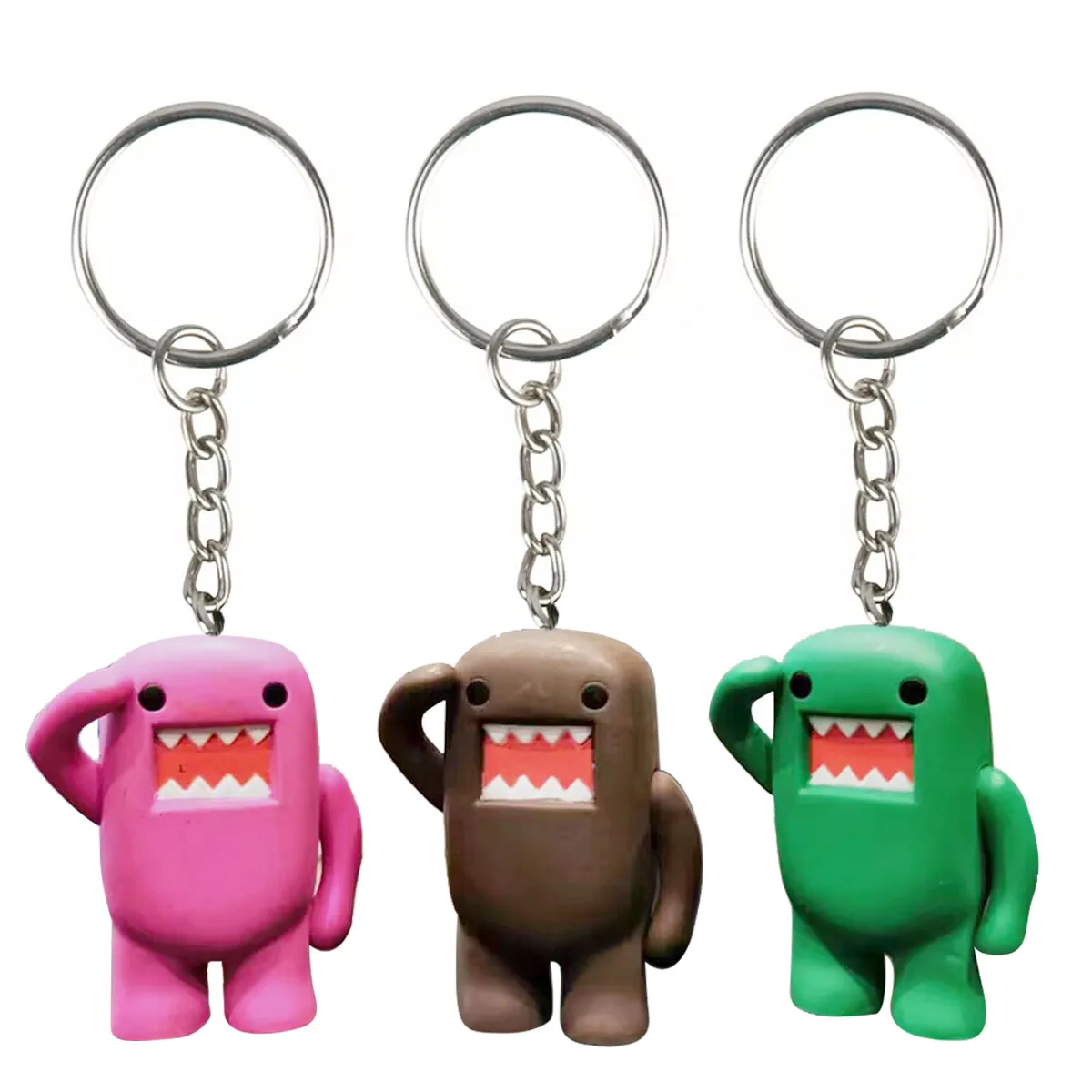 Cute Domo Kun Colorful Figure Keychain PVC Key Chain Ring Holder Women Bag Small Pendant Gifts