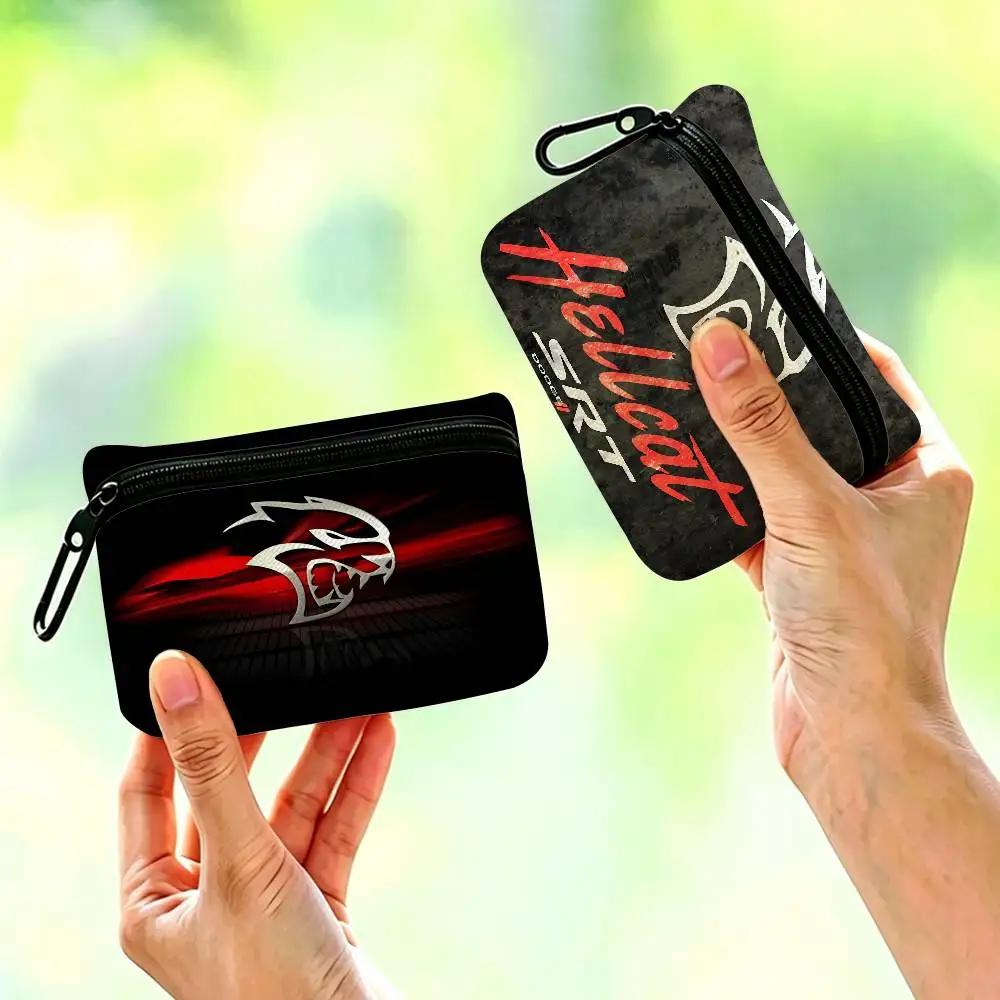 S-SRT Foldable Portable Oxford Cloth Coin Purse Alloy Carabiner Hook Small Zipper Pouch For Backpack Belt Daily