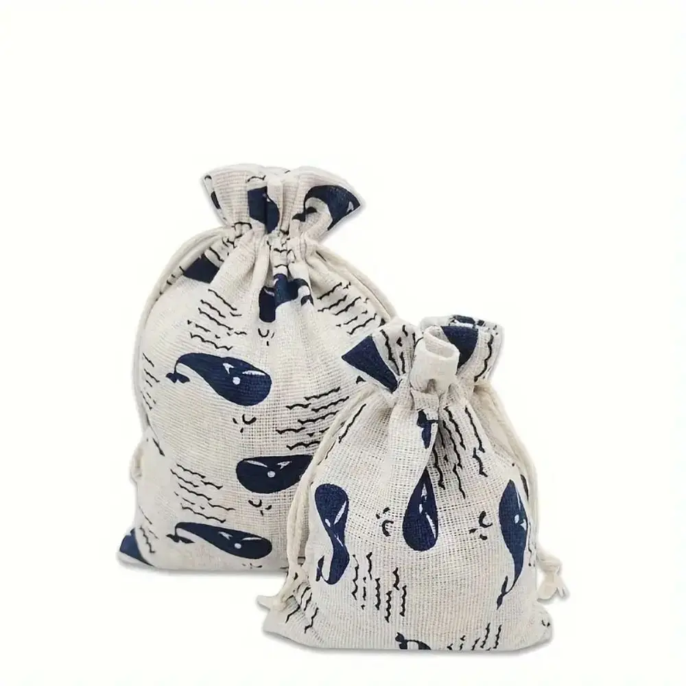 10pcs Ocean Animal Drawstring Gift Bags with Whale Design Birthday Party, Christmas, Halloween Candy Bags Gift Storage Pouches