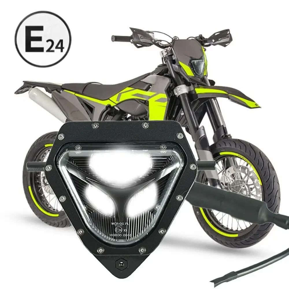 E24 Emark LED Headlight Assembly Dirt Bike Headlamp Hi-Low For 2012-2023 SHERCO SE SEF 250 300 450 500 offroad enduro