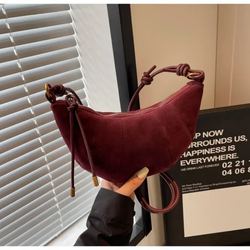 New Velvet Material 2024 High-quality Solid Color Simple Fashion Crossbody Bag Soft Western Style Handbag