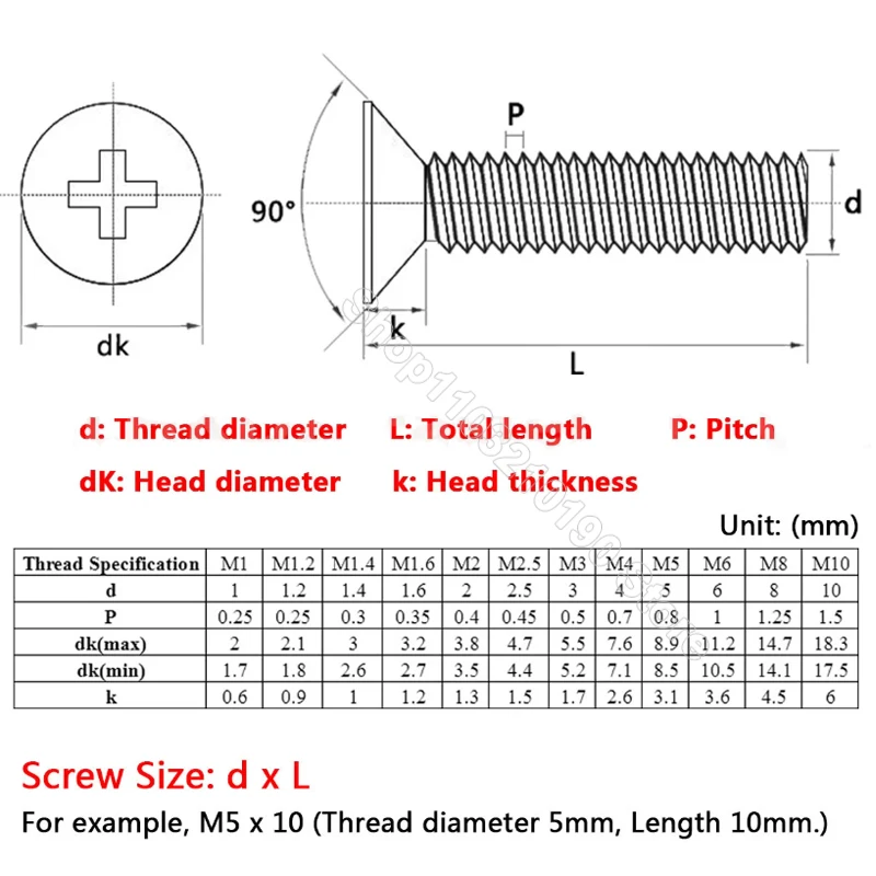 50-1000pc Black Small M2 M2.5 M3 M5 Cross Recessed Phillips Flat Countersunk Head Screw Bolts Length 3 4 5 6 7 8 9 10 12 16-40mm