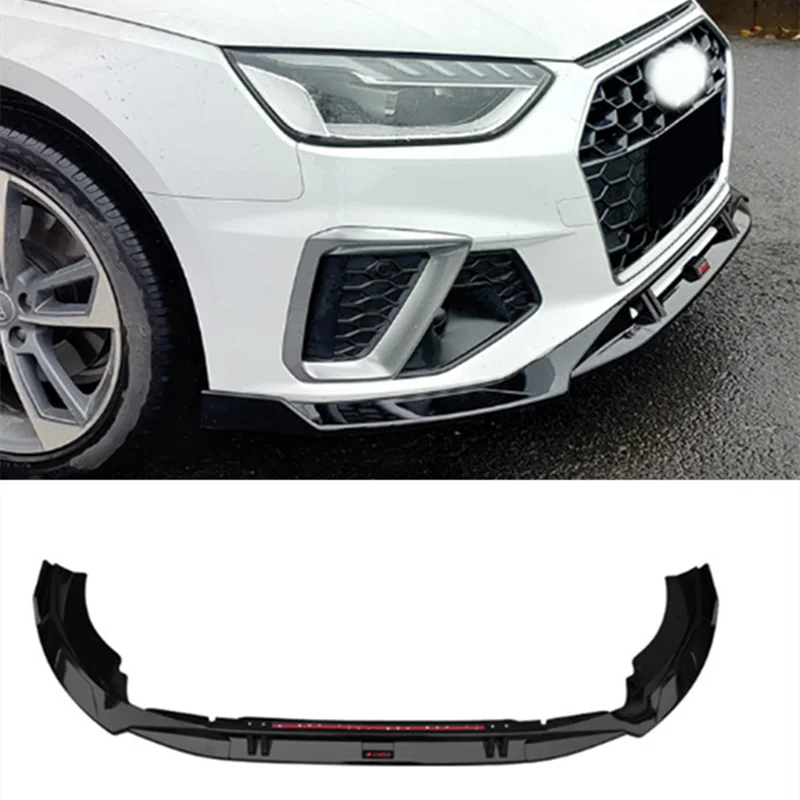 3-Piece Type Car Front Bumper Lip For Audi A4 B9 S Line 2020 2021 2022 Front Splitter Spoiler Lip Wind Knife Body Parts