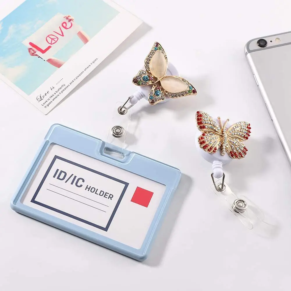 Name Card Work Card Clips Crystal Elephant ID Card Clips Hospital Badge Holder Retractable Badge Reel Nurse Badge Clip