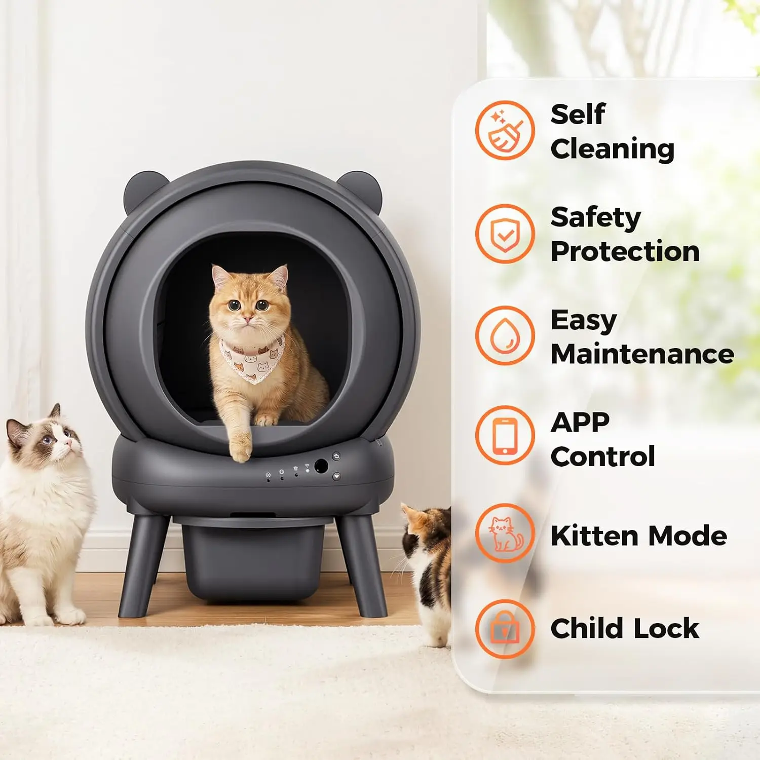 Automatic Self Cleaning Litter Box, App Control with Safety Sensors