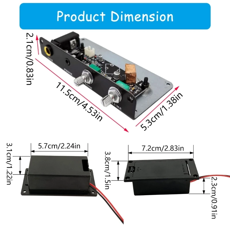 Balanced Sensing Piezo Silence Preamp Pickup Silence Guitar Pickup with Tone Volumes Control Knob A52F image 6