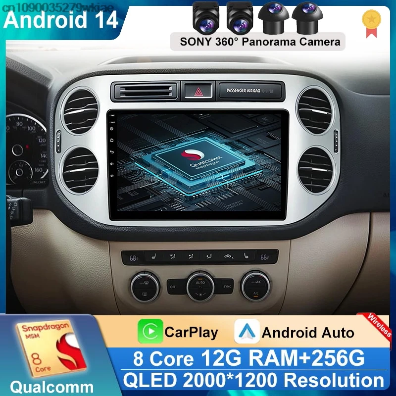 

Для VW Volkswagen Tiguan 1 NF 2006-2016 2 Din Android 14 Автомобильный радиоприемник Мультимедийный видеоплеер Стерео Carplay Auto 4G Головное устройство GPS