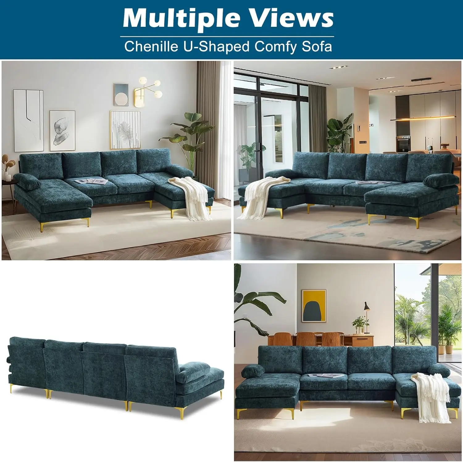 Large U-shape Sectional Sofa Couch with 51