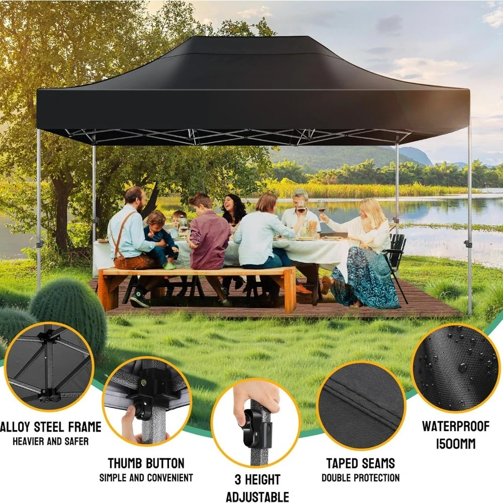

10x15 Pop up Canopy Tent Heavy Duty with 4 Sidewalls, Easy Set-up Commercial Outdoor Party Tent, 100% Waterproof Wedding Canopy