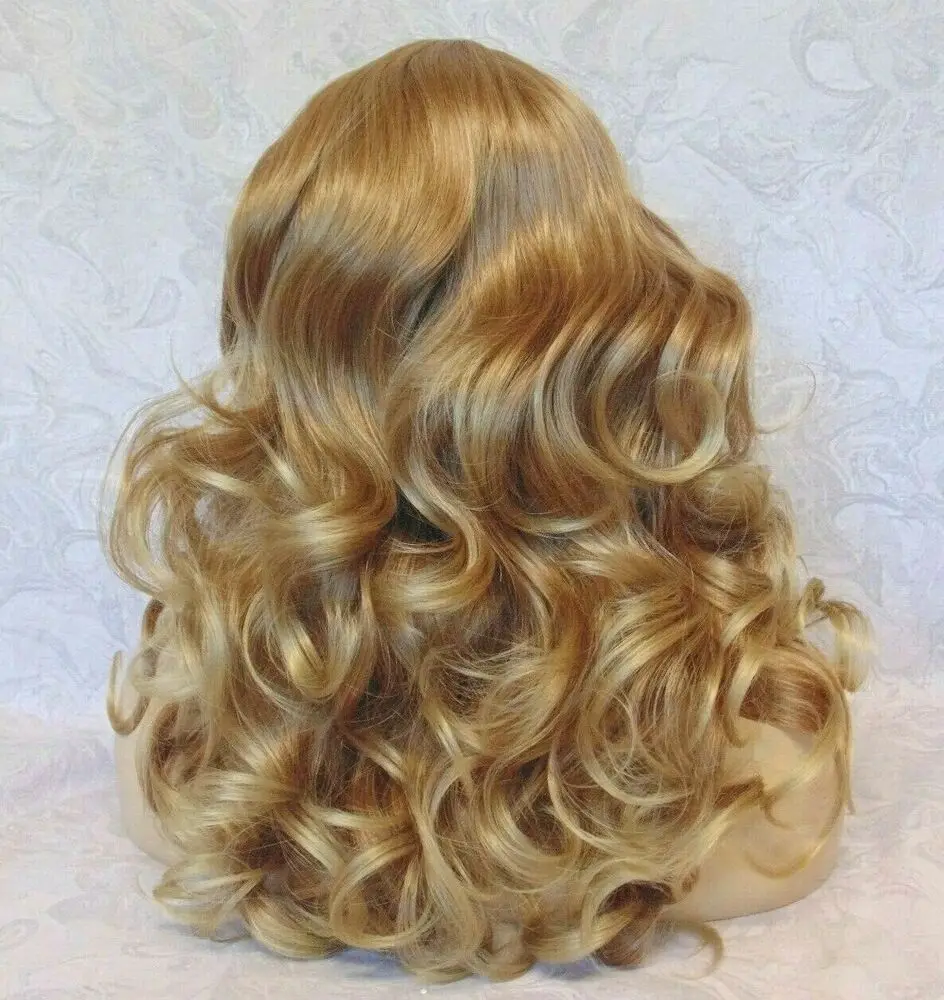 Long Wavy Light Brown Blonde Full Synthetic Wig