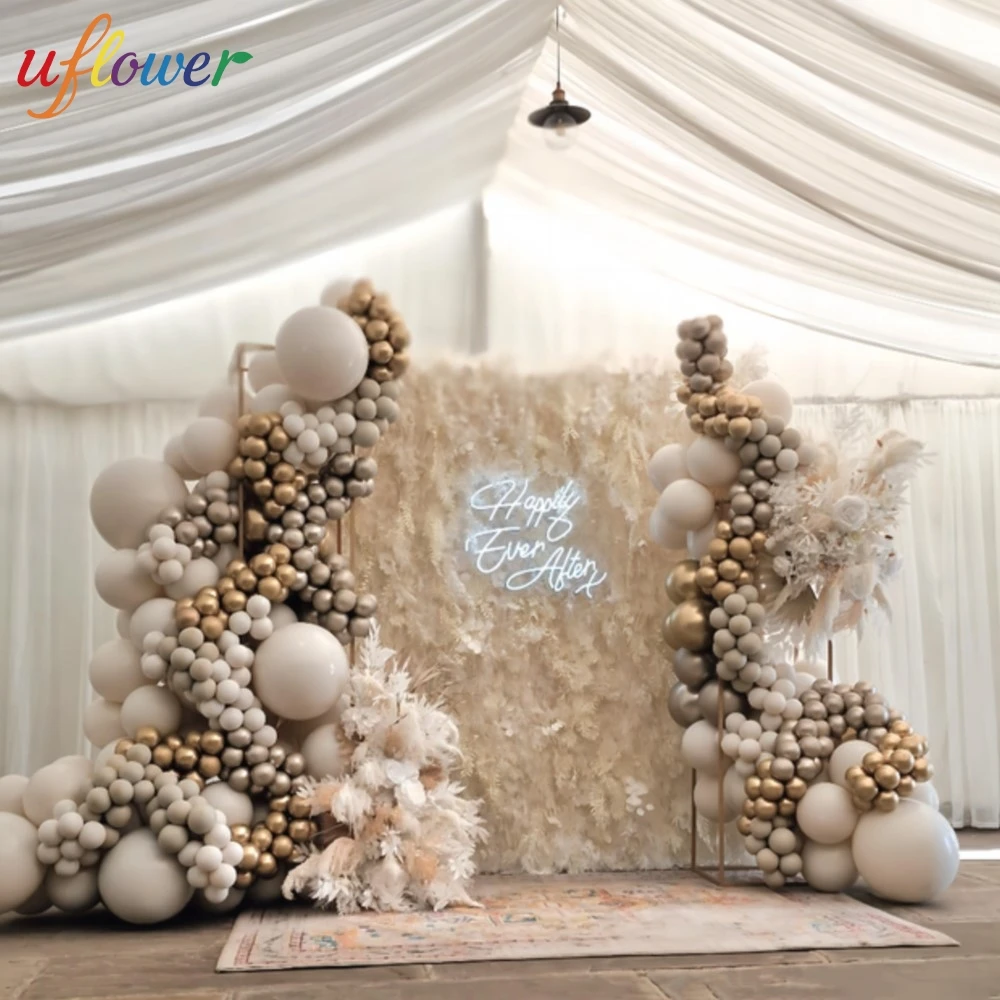 

Uflower Natural Pampas grass white feather reed artificial flower wall rolled fabric plant wall party wedding background decor