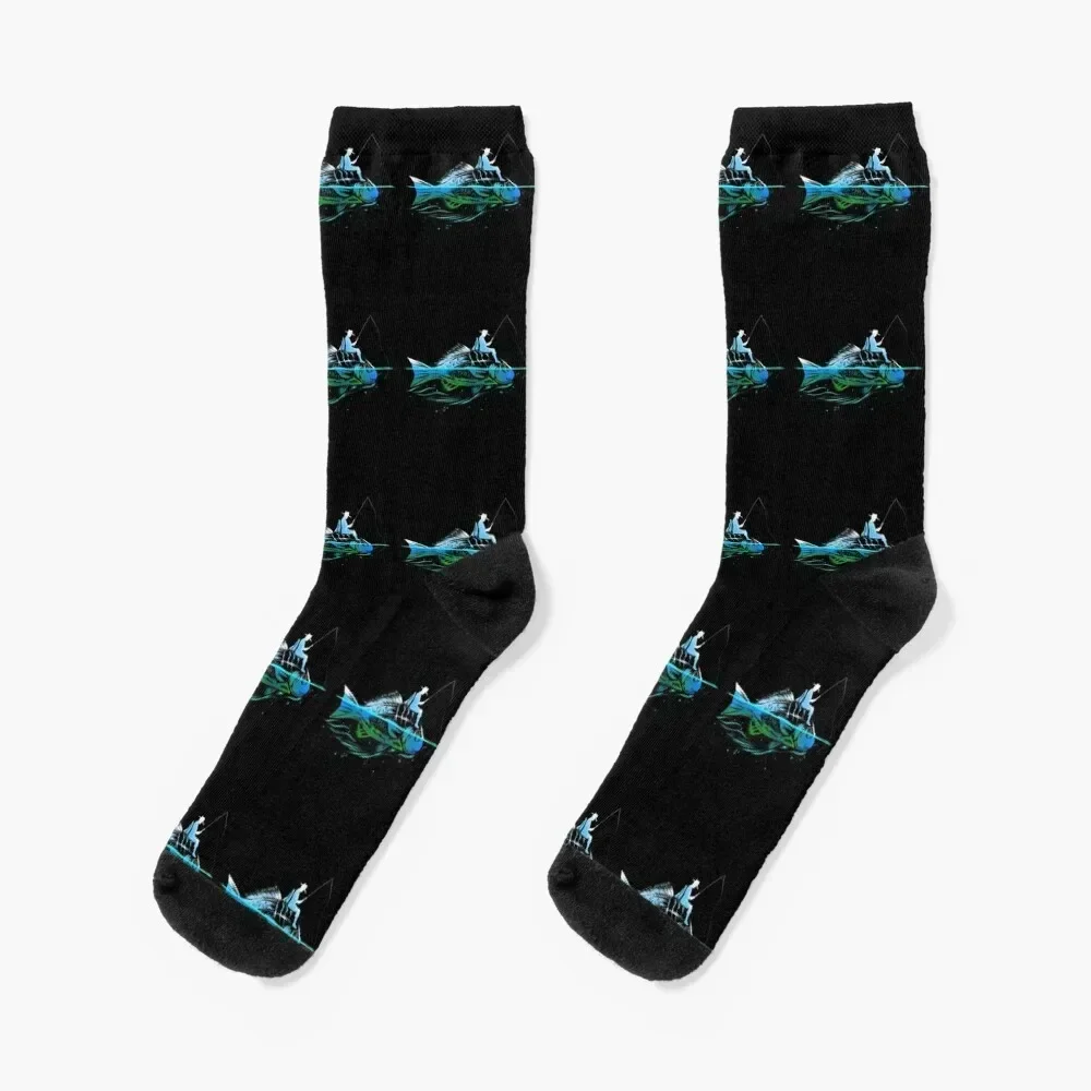 Fisher On Fish Fly Fishing Angler Gift Fisherman Socks sport Christmas Mens Socks Women's