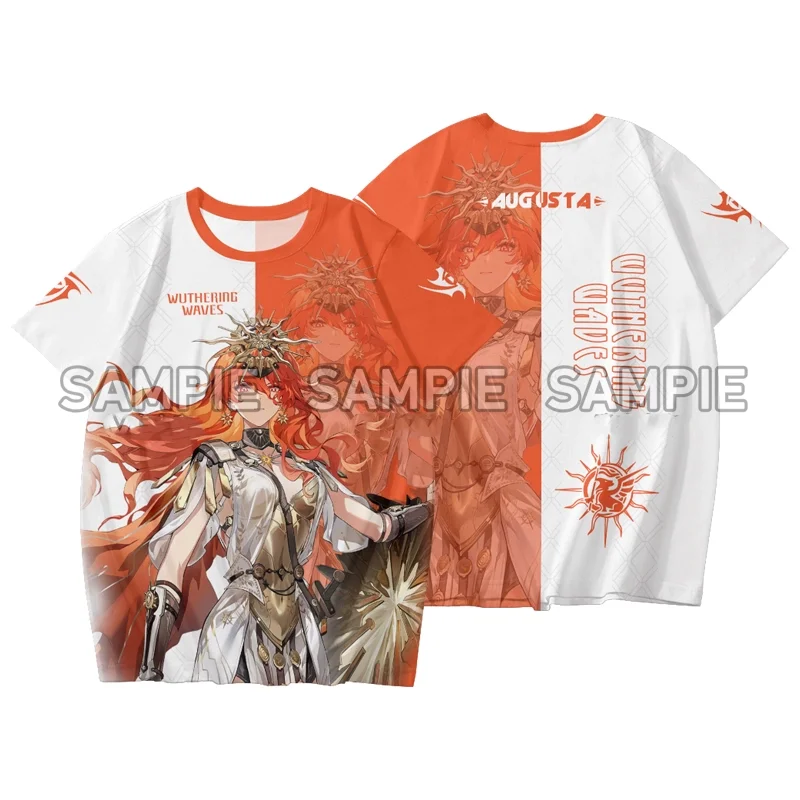 New Popular Game Wuthering Waves Cosplay T-shirt 3D AUGUSTA Print Anime Cartoon Tees Men/Women Short Sleeve T shirt Kid Y2k Tops