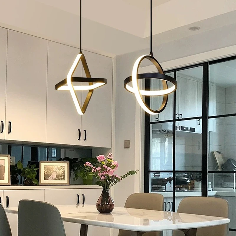 

DAMIASMIL Led Pendant Lamp Modern Black White Pendant Light for Bedroom Bedside Background Home Dining Table Hanging Lamp