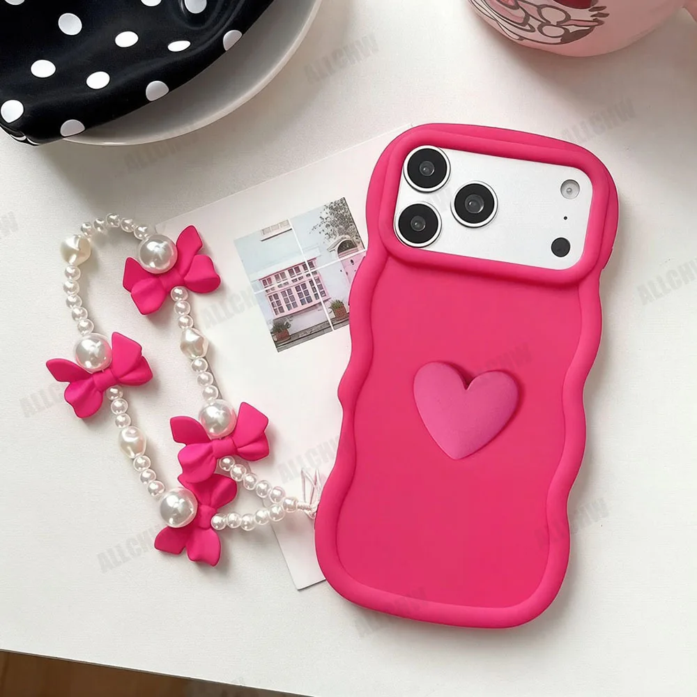 For infinix Note60Pro Note50Pro Note40Pro Note30Pro Hot70 3D Love Heart Bow Hand Strap Shockproof Phone Cover