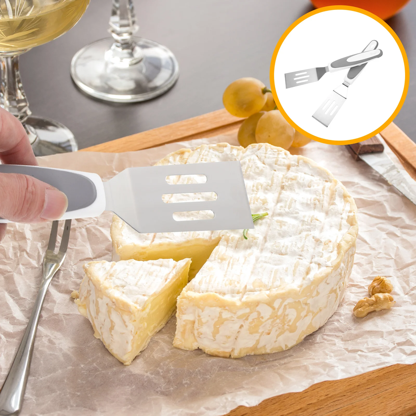 

2pcs Stainless Steel Cutters For Home Kitchen Use Multi-Functional Cheese Slicing Tools Kitchen Gadgets Cheese Shovels